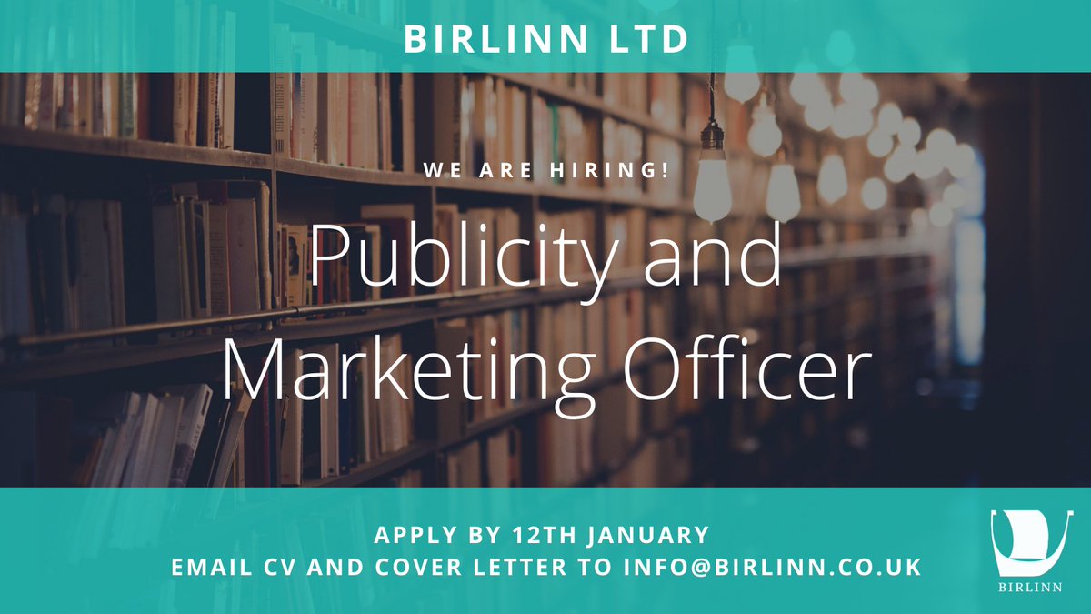 BirlinnBooks's tweet photo. 📢 We are hiring!
🔸We are looking for an outstanding individual to join us in the role of Publicity and Marketing Officer.
🔸 £25k per annum, pro rata plus pension and benefits
🔸 Apply by 12th January
More info here:
https://t.co/Jr20ECOitZ https://t.co/XZbYMoOa4J