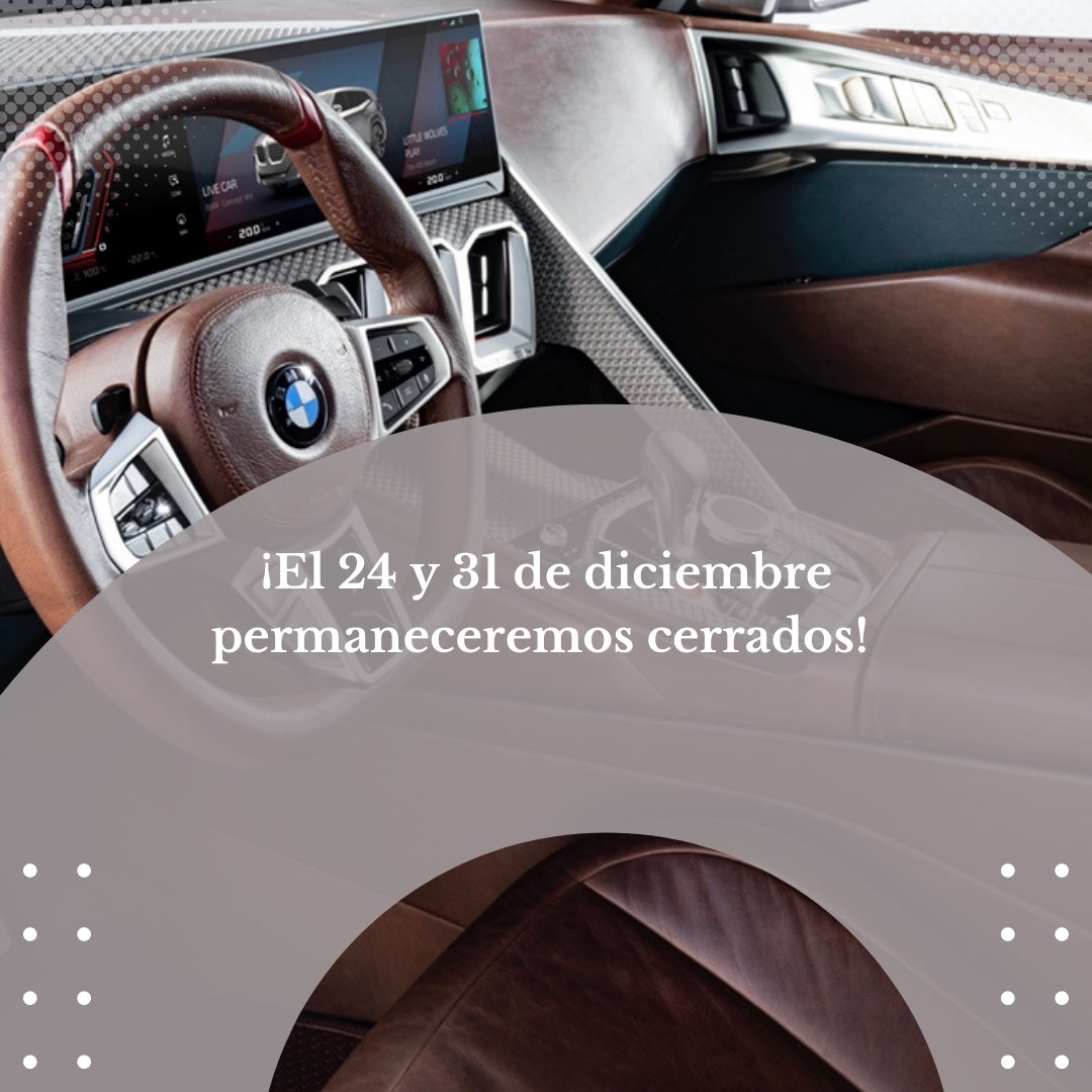 Canaauto's tweet photo. Nuestras instalaciones de #tenerife en permanecerán cerradas los días 24 y 31 de diciembre, además del 25 y el 1 de enero‼️Pero no dejes de pasarte en cualquier otro momento, que nuestro equipo te espera con muchas ganas 

#bmw #bmwcanarias #bmwcanaauto #canaauto https://t.co/T04jF1cFzQ