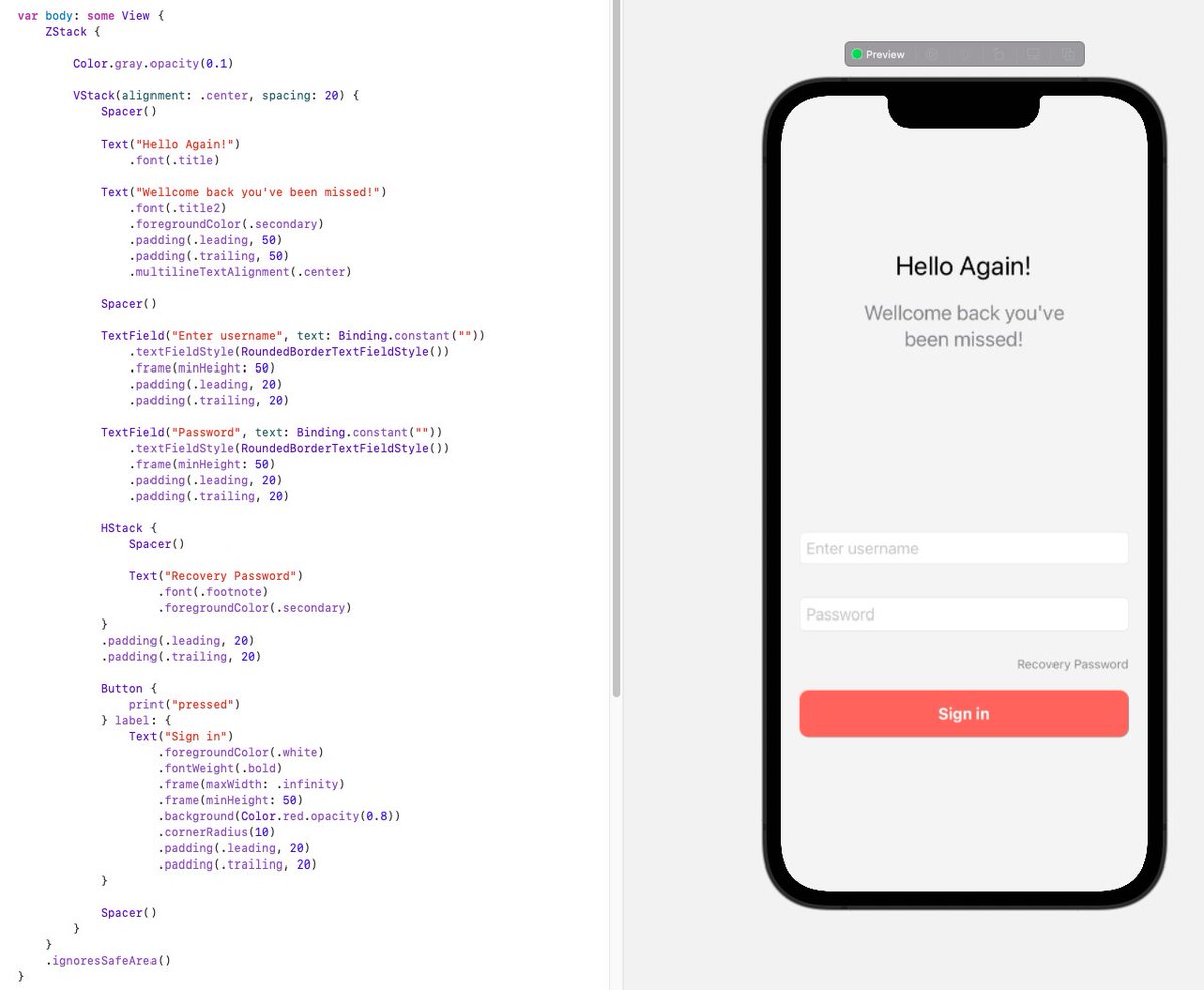LindnerBjorn's tweet photo. My first day of the 10 minute SwiftUI Challenge of @BigMtnStudio 
10 minutes is a really short time if you want to make it beautiful.
but if you focus and leave out unnecessary things, then you can do it

#10MinuteSwiftUI #001 https://t.co/6yTG8mc6hT