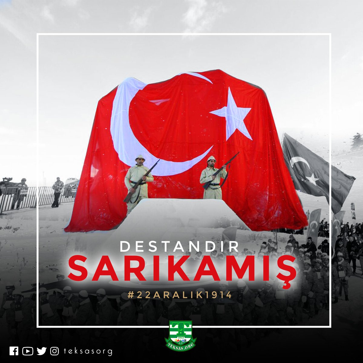 teksasorg's tweet photo. Destandır SARIKAMIŞ! 
Bastığın yerleri 'Toprak' diyerek geçme tanı. Düşün altındaki binlerce kefensiz yatanı...

#22Aralık1914 tarihinde Sarıkamış Harekatında şehit düşen kahraman askerlerimizi saygıyla ve rahmetle anıyoruz. https://t.co/TalkHtsLJa