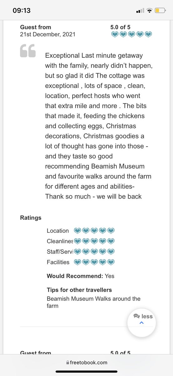 ridingbb's tweet photo. Exceptional - Latest review of Millers Barn
We still have availability  over Christmas &amp; New Year 
https://t.co/NL3CG2tkmt
#christmas #lastminuteavailability #lastminute #holidaycottage #beamish #durham #newcastle #cottage #review https://t.co/6n7DjFpkEq