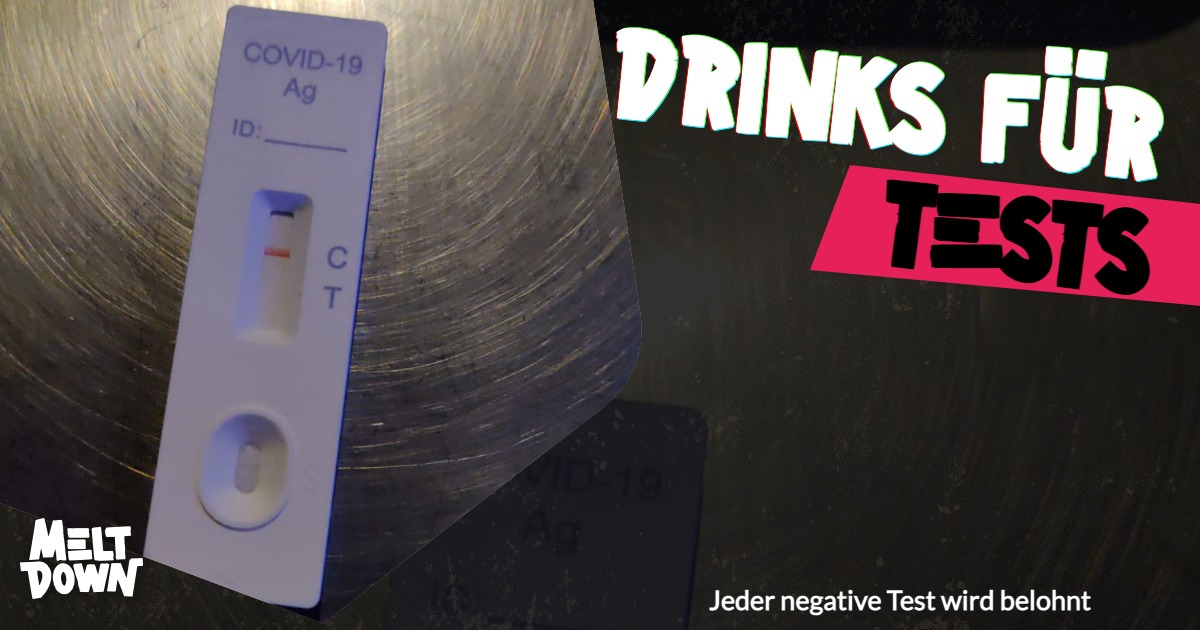 Morgen ist der letzte Tag des Meltdown Cologne. Ab dem 1.1. findet ihr uns an gleichem Ort unter anderen Namen.
Damit das so sicher wie möglich wird bekommt jeder mit einem negativen Test vom 23.12. einen Shot oder kleines Kölsch gratis! Tests könnt ihr für 3 Euro bei uns kaufen