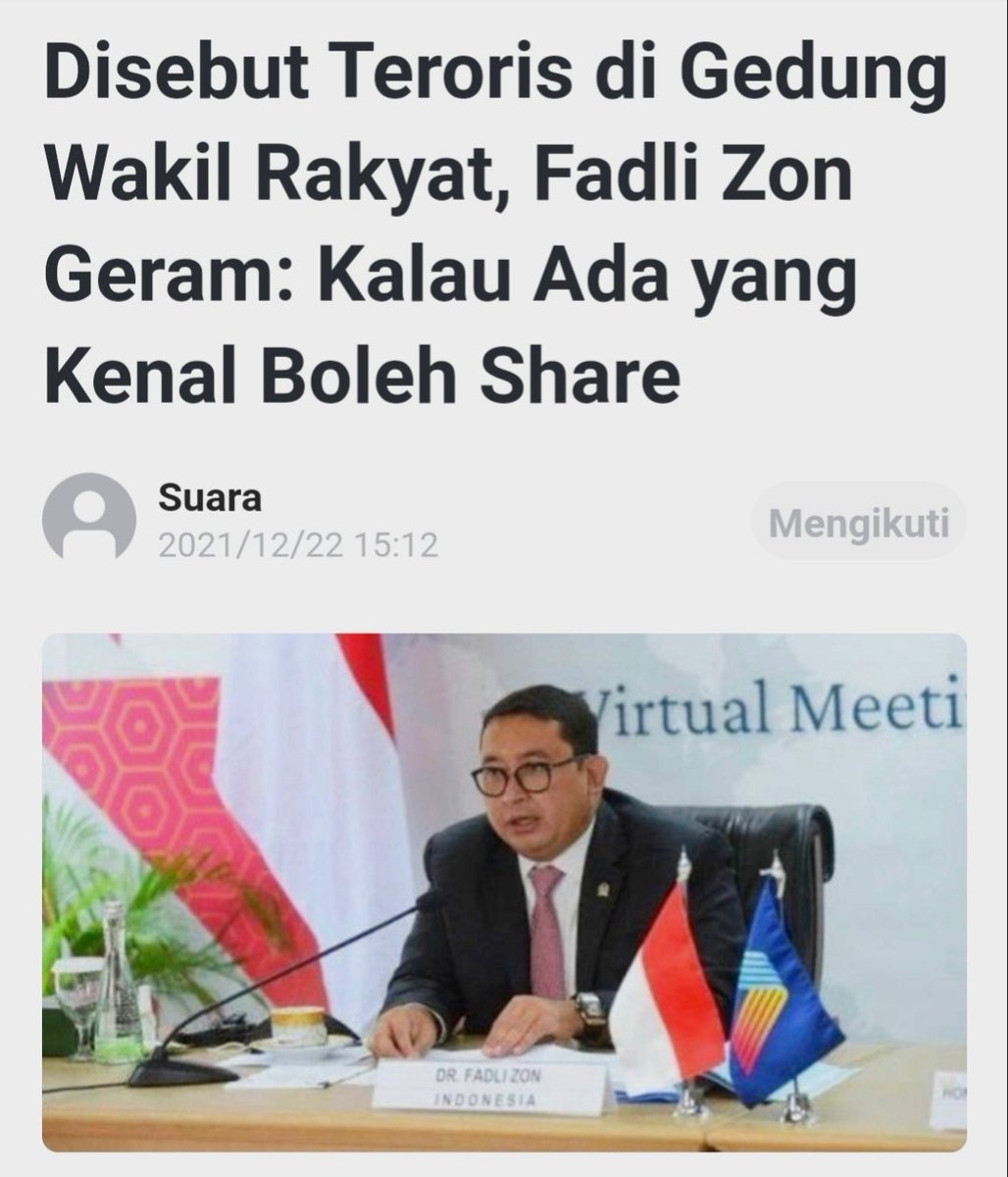 Itu akibat mulut eloo sendiri begitu nafsu pingin bubaran Densus 88...wajarlah seorang nitizen bisa komen begitu

Zon seharusnya eloo introspeksi diri...sebagai Anggota DPR seharusnya bijak berbicara di depan publik.
