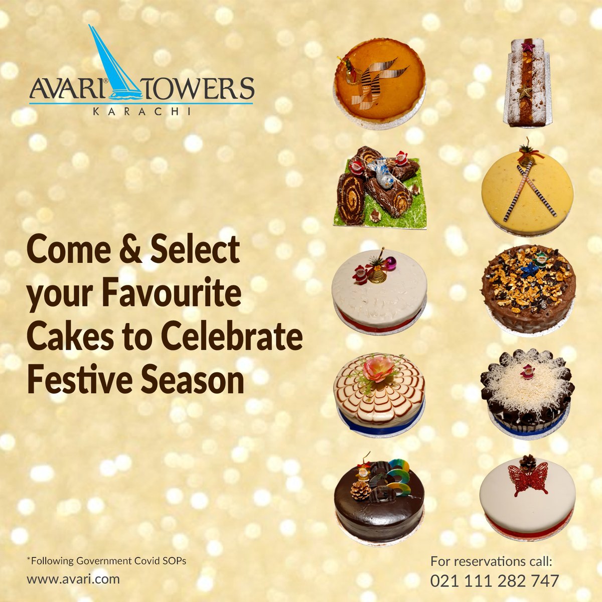 Come & Select your favourite cakes to celebrate Festive Season 🎄

#Christmas #christmas2021 #christmascakes #FestiveSeason #AvariTowersKhi #AvariHotels