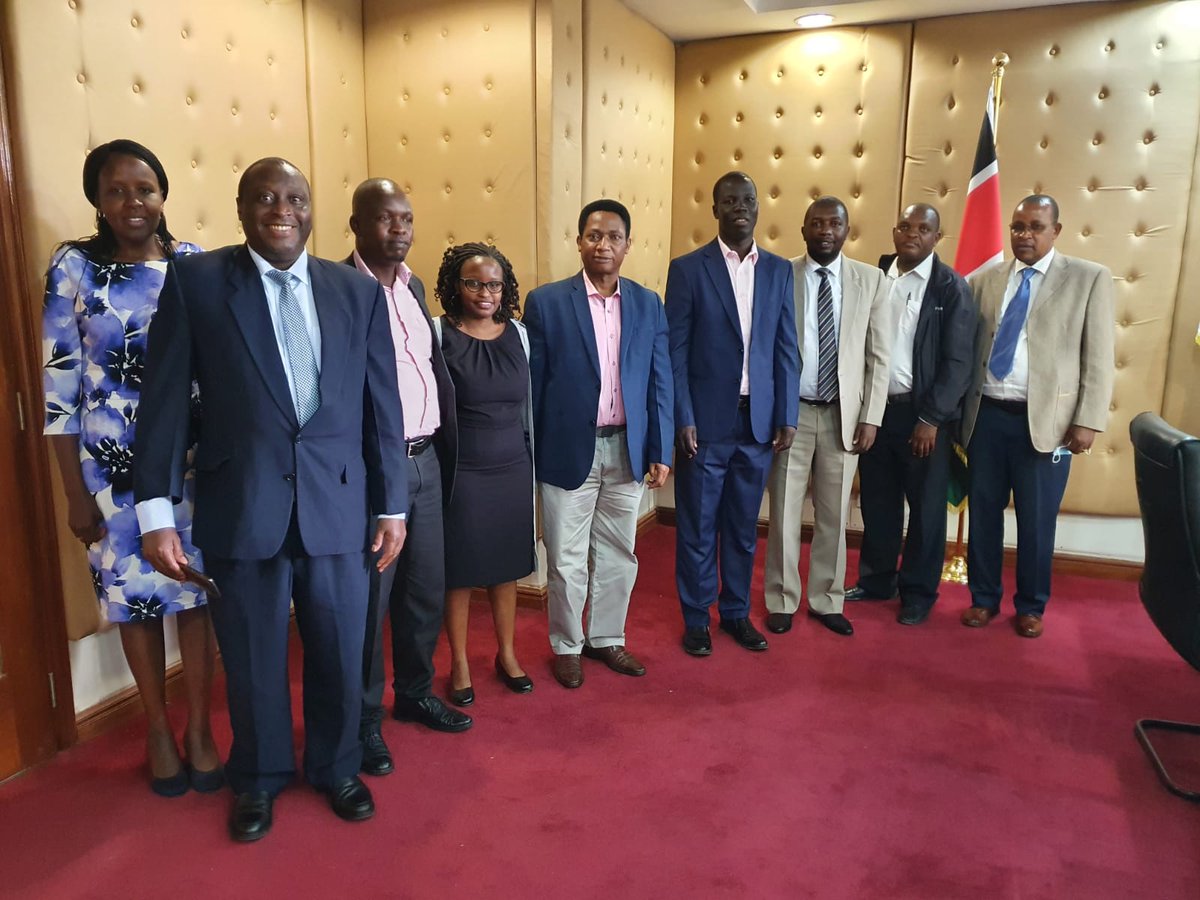 NCKenya's tweet photo. .@NCKenya today held a meeting with @KenyaHealthPOA CEO Dr. Jackson Kioko to discuss the streamlining of the Kenya Registered Nurse Anaesthetist #KRNA cadre issues with employers. The meeting was also attended by @nnakenya &amp; @krna_chapter. https://t.co/Bg5FduO2L8