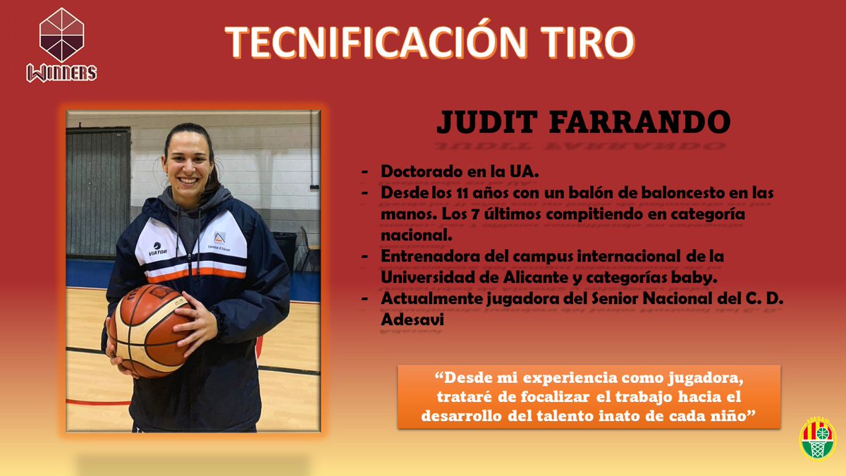 CDADESAVI's tweet photo. 🏀📢
@JuditFarrando8 aportará toda su experiencia como jugadora en el bloque de Tecnificación del Tiro. El desarrollo de toda la técnica asociada será uno de los objetivos.
#i_am_winners @i_am_winners https://t.co/AuHGU8FyGW
