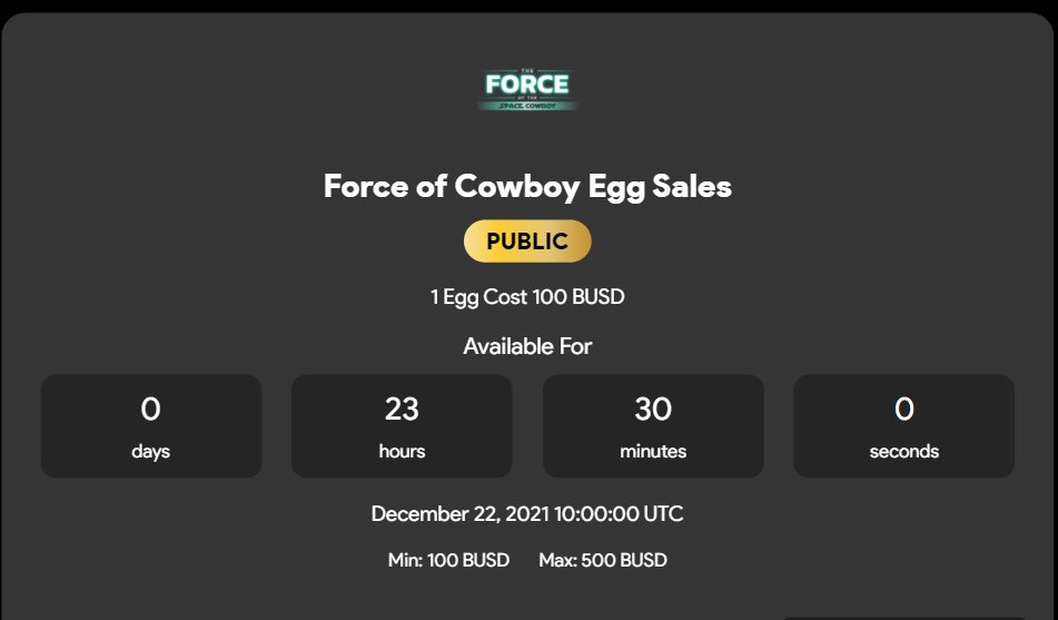 Oxbull5's tweet photo. The @BSCSpaceCowboy Egg NFT sale is currently ongoing @ 100 BUSD per Egg. 
The next round tomorrow will see the price increase to 125 BUSD per Egg.
So don't wait and get yours now at:
https://t.co/Hjcg0H3J2a

Note: Egg NFT purchases will be airdropped to your wallet. https://t.co/vwuszrNwON
