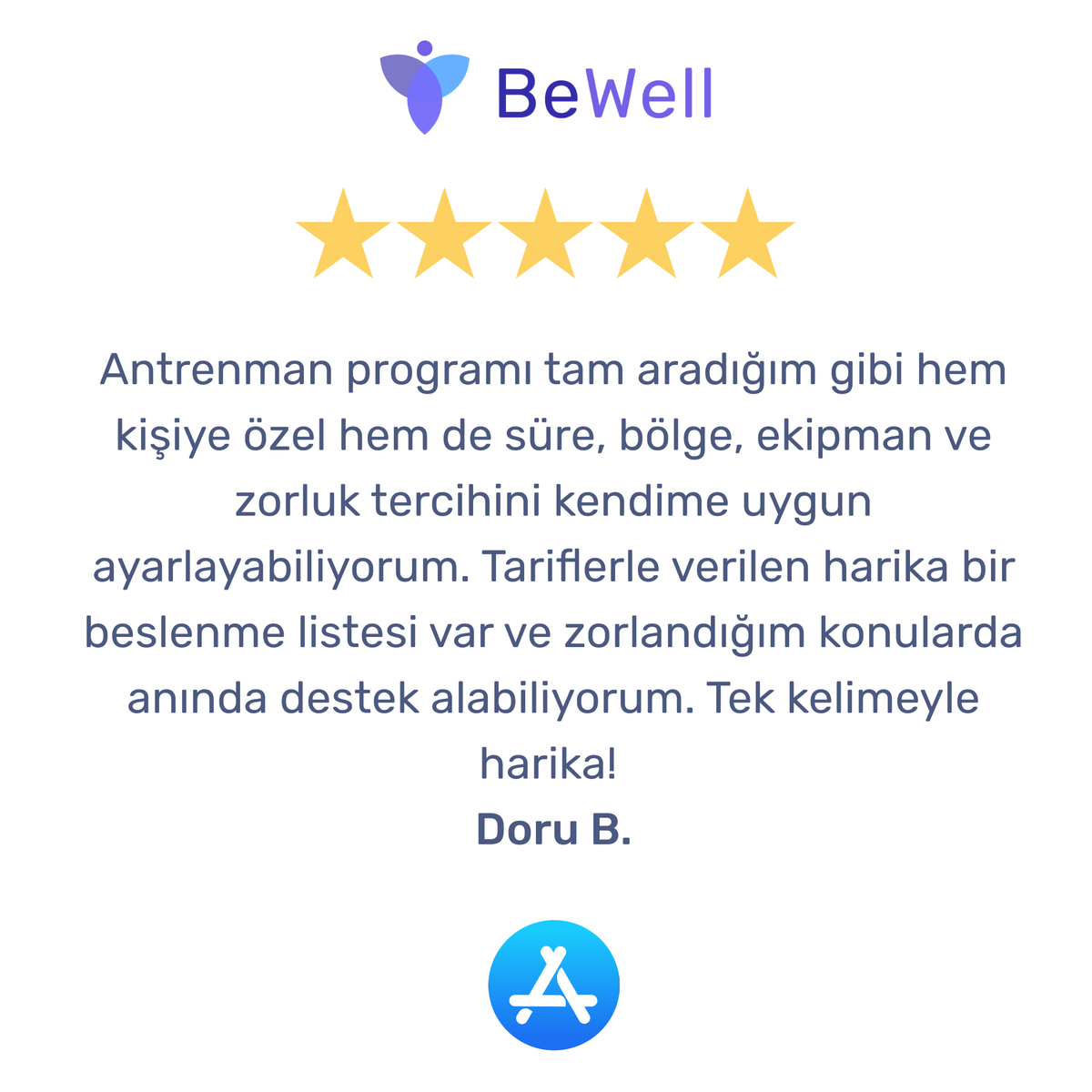 Appbewell's tweet photo. Üyelerimizden gelen yorumlar ⭐⭐
Tamamen kişiye özel planlanan antrenman ve beslenme programları ile hedefinize ulaşmak artık elinizin altında 💪🏻

Hemen Bewell'i indirip hedefiniz için ilk adımı atın 🌟
https://t.co/hTyaUTsYO1 https://t.co/XR3b7W6uNc
