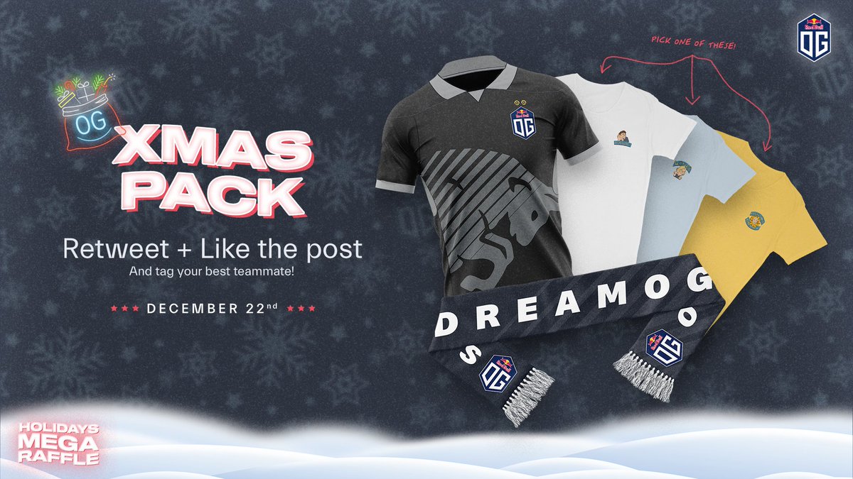 OG (@ogesports) on Twitter photo ๐ป ๐๐๐๐๐ฟ๐ผ๐๐ ๐๐๐๐ผ ๐๐ผ๐๐๐๐ ๐ป
For this 2nd day, one OG Legacy Jersey, one Dream OG scarf and the Spray Tee of your choice are on the table!
๐น RT + Like this post.
๐ธ Tag your best teammate.
Winner announced tomorrow 11:00 CET.
Good luck everyone!
#DreamOG ๐ป ๐๐๐๐๐ฟ๐ผ๐๐ ๐๐๐๐ผ ๐๐ผ๐๐๐๐ ๐ป
For this 2nd day, one OG Legacy Jersey, one Dream OG scarf and the Spray Tee of your choice are on the table!
๐น RT + Like this post.
๐ธ Tag your best teammate.
Winner announced tomorrow 11:00 CET.
Good luck everyone!
#DreamOG
