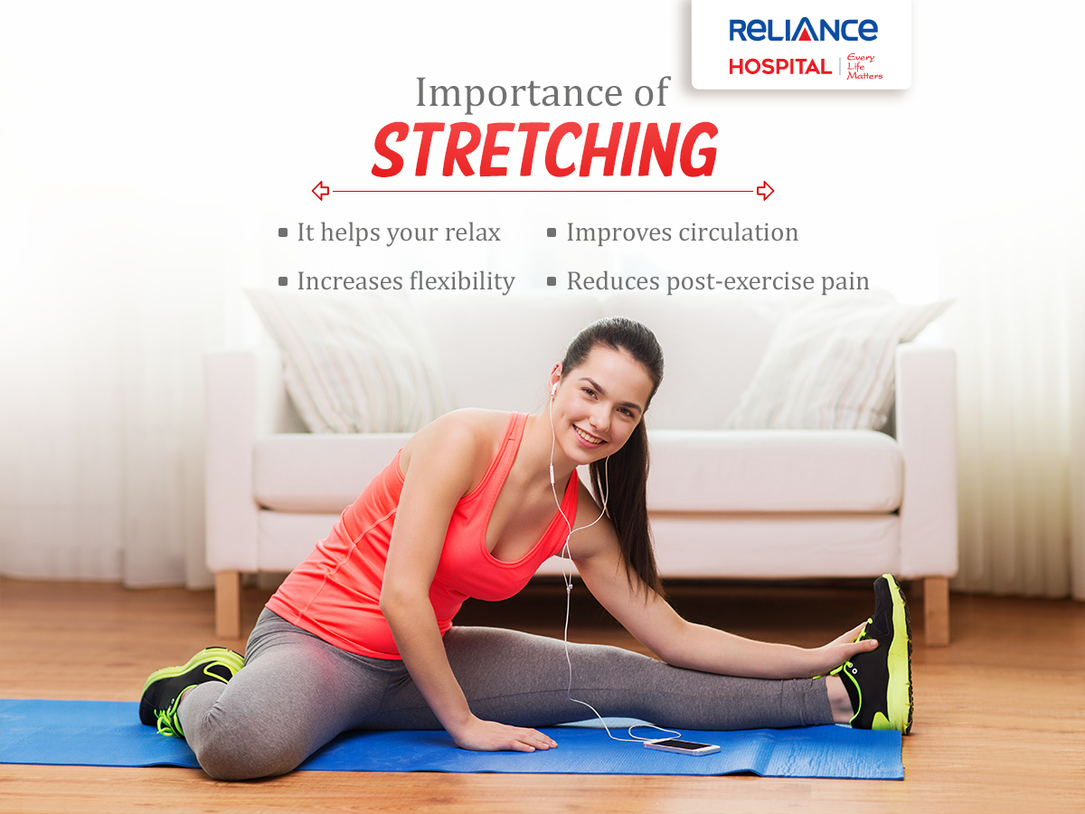 KDAHNaviMumbai's tweet photo. Stretching refers to a practice of elongating a muscle or muscle group to its fullest length. It is an excellent way to cool down & relax after an invigorating workout & also helps lower blood pressure. #stretchingexercises #tipoftheday #musclestretching https://t.co/kfYxDOVTjE