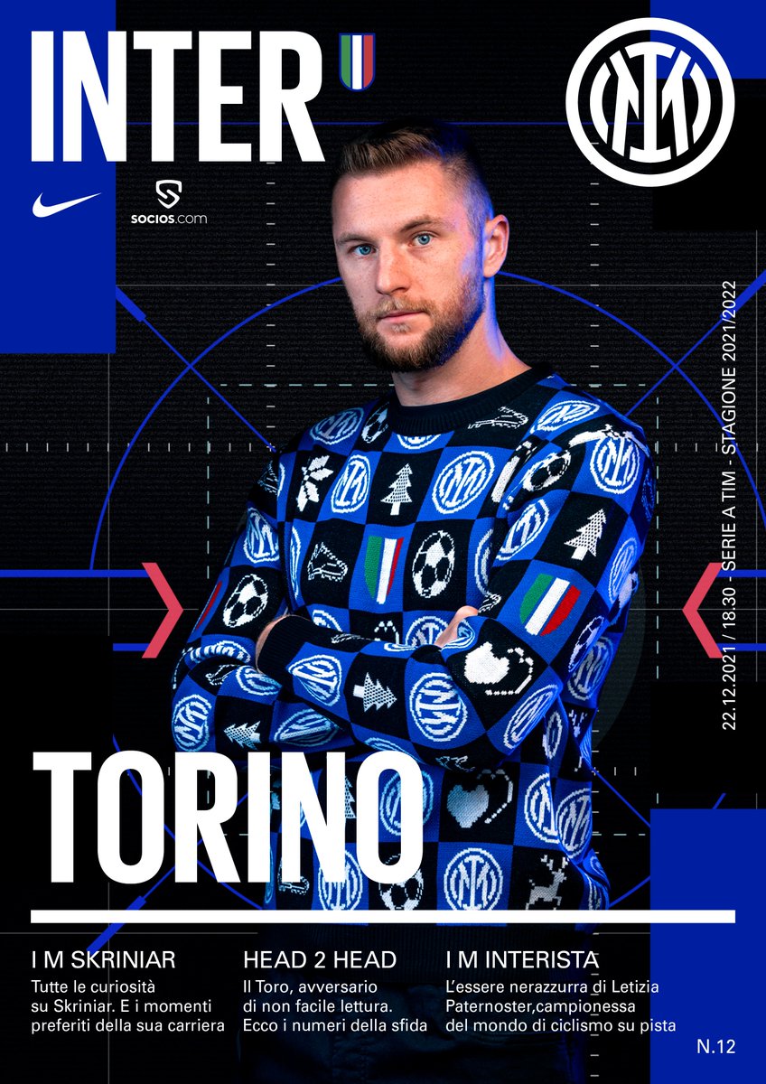 Inter's tweet photo. 📰 | MATCHDAY PROGRAMME
Pronti per l'ultimo match del 2️⃣0️⃣2️⃣1️⃣?
⛔ Skriniar ha scelto il suo salvataggio più bello
🎄 #InterSantaClues: serve un ripasso sugli indizi?
🥇 Una campionessa del mondo ci racconta il suo interismo
📲 Questo e molto altro 👉 https://t.co/2yxwS36JJE https://t.co/3HhjgMrXqz