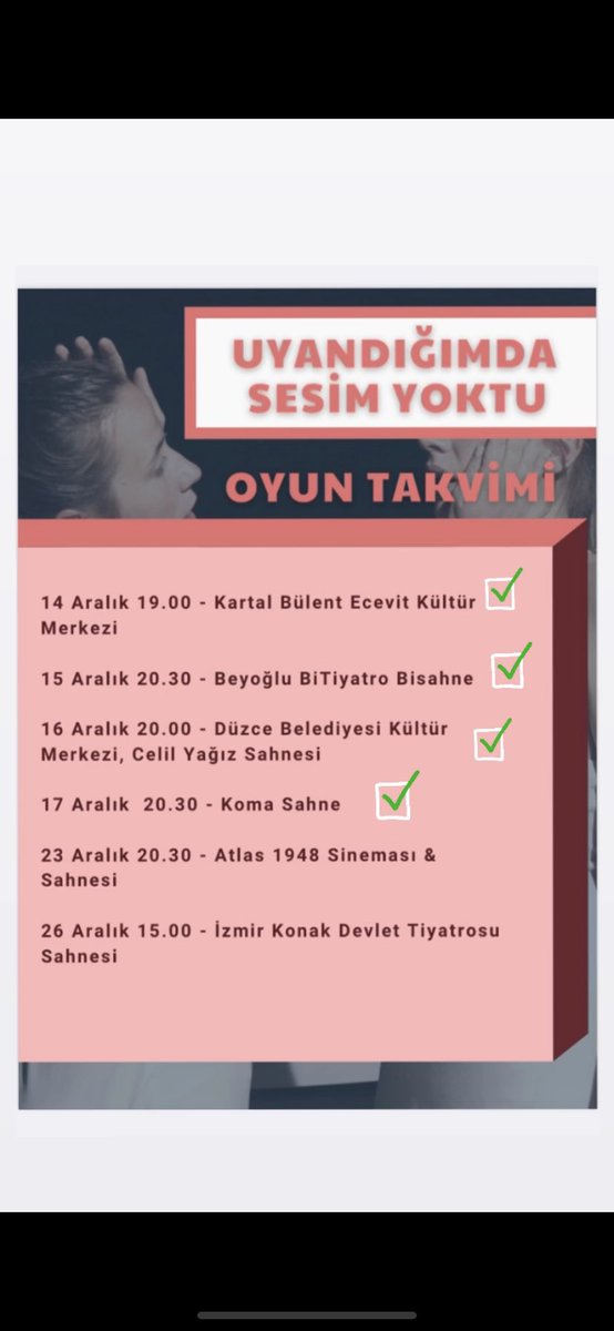 2021 yılının son oyunu 23 Aralık 20.30 Atlas 1948 Sineması- Sahnesi’nde.