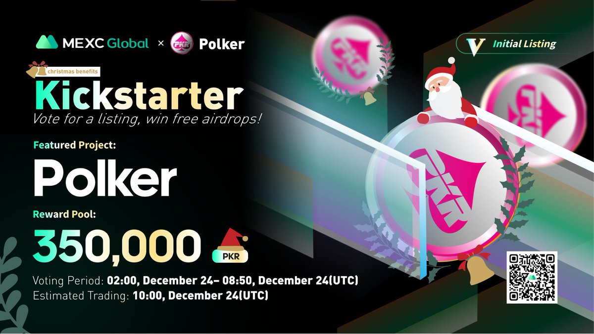 MEXC's tweet photo. Presenting the new Kickstarter with $PKR @POLKER_PKR.

🗳Vote with $MX to get $PKR listed and share 350,000 $PKR 
⏰Period: 02:00 - 08:50 Dec 24 (UTC)
📈Estimated trading: 10:00 Dec 24 (UTC)

Details: https://t.co/DkvGjKirC2

#Polker #MEXCGlobal #cryptocurrency https://t.co/L3X6JAvYog