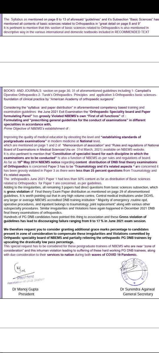 Association_DNB's tweet photo. "Representation Alert" Urgent intervention by @DghsIndia and @mansukhmandviya required for the GROSS VIOLATION OF GUIDELINES  by"Orthopaedic Speciality board" of @NBEMS_INDIA leading to alarming failure rate of PG DNB trainees @RemaNagarajan @EduMinOfIndia @DrBharatippawar @ndtv https://t.co/vczs3vfv73