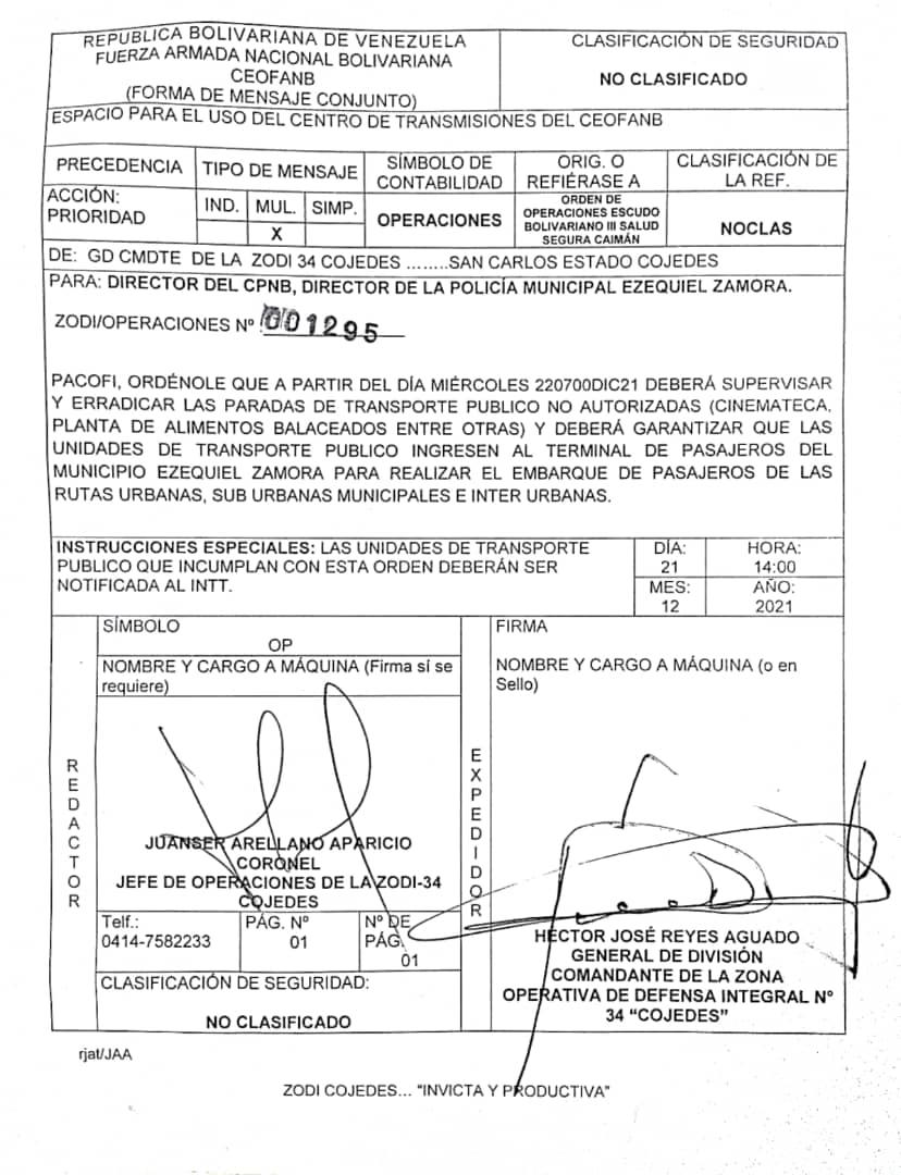 Nuestro apoyo irrestricto a los hermanos de la CEOFANB , ZODI y @INTToficial en el operativo de reordenamiento de la paradas en nuestro municipio capital incluyendo el terminal de pasajeros. El orden nos hara más eficiente y con un mejor servicio a nuestra ciudadanía. Bendiciones