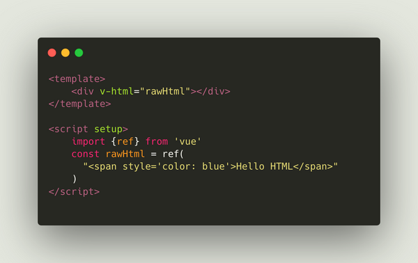 VueSchool_io's tweet photo. Need to render dynamic html?
Use v-html instead of the double mustache syntax. Just beware of where the data is coming from and never use v-html on user provided data to avoid security issues like XSS.
#vuejs #vueschool #syntax #vhtml #dynamichtml https://t.co/PbPVzBHAm9