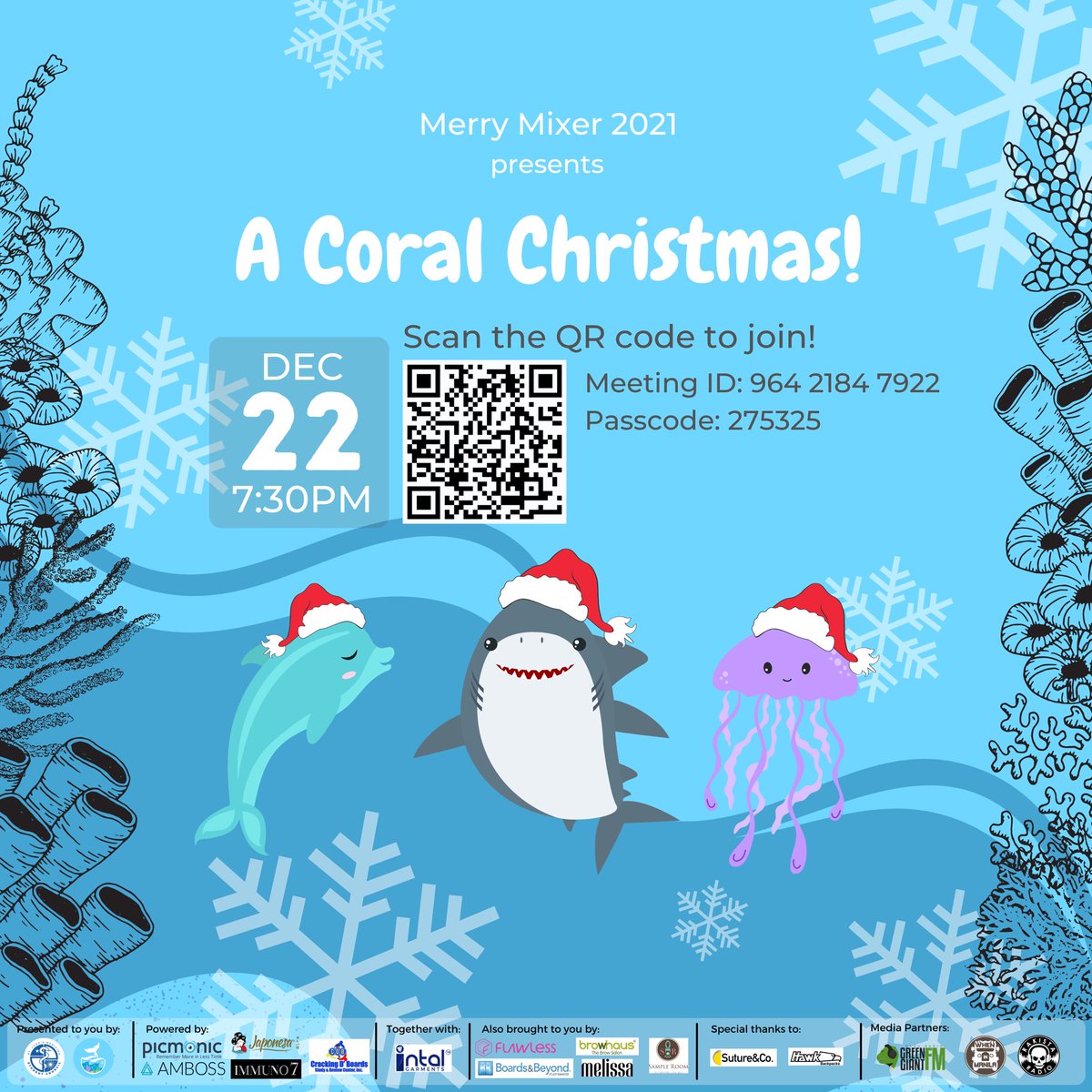 SLCMMerryMixer's tweet photo. Hope you’ve all prepared your fins and stockings because Merry Mixer 2021: A Coral Christmas is finally here! ❄️🎄🌊

Sea you there! 😉

If you haven’t yet, register by scanning the QR code below, or by clicking this link: https://t.co/IfLHspnTDx

#MerryMixer2021
#ACoralChristmas https://t.co/nSVNJIKTsO