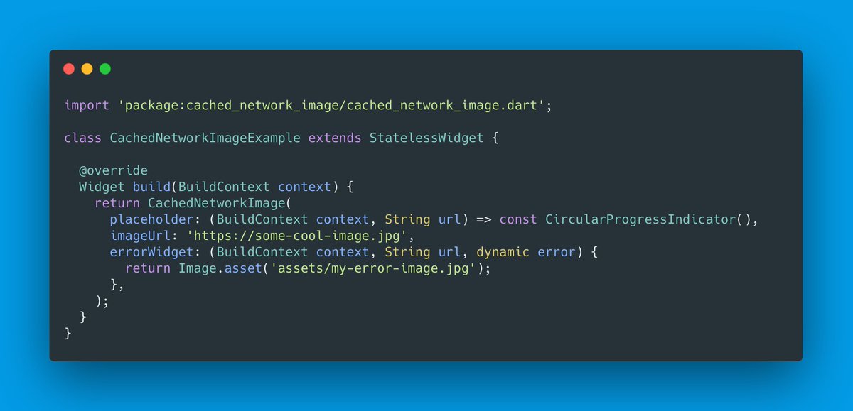 roaakdm's tweet photo. #Flutter tip: use the amazing #CachedNetworkImage package to cache network images for a faster & smoother app flow ๐ฅ! And don't forget to utilize the placeholder and the errorWidget widget builders for a better user experience! ๐ฅณ
https://t.co/UhVVODj0Wd
1/2 https://t.co/fWCH94qTrs