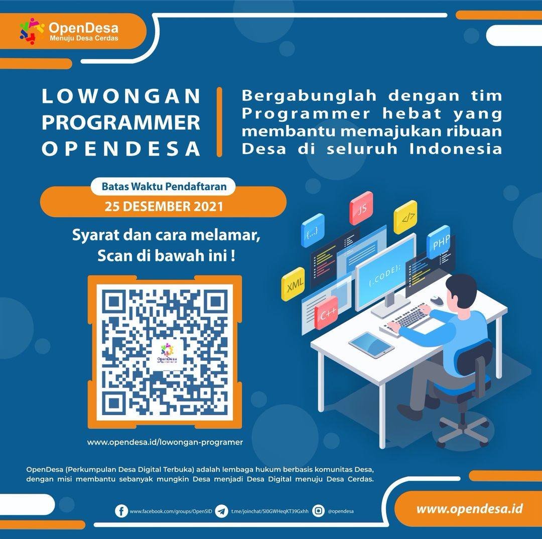 #lowongankerja Programmer yg berminat, buru-buru kirim lamaran. Masih ada tiga hari lagi. 

#sisteminformasidesa #OpenSID #desadigital <a href="/desamembangun/">Desa Membangun</a> <a href="/inovasidesaID/">Inovasinomic</a> <a href="/sekolahdesa/">Pembaharuan Desa</a>