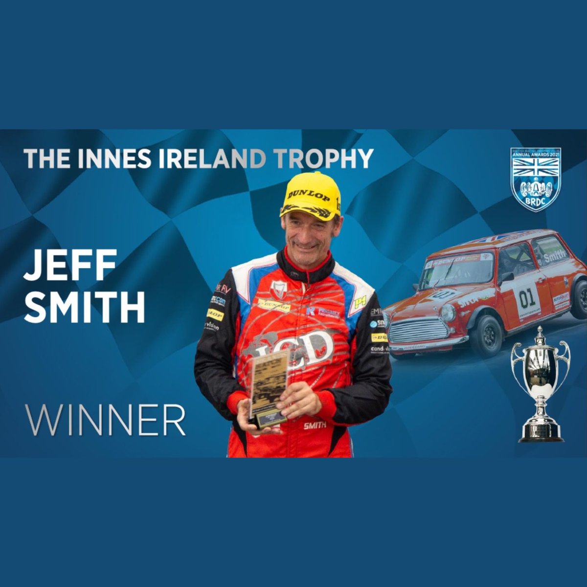 BRDCSilverstone's tweet photo. The Innes Ireland Trophy is awarded to somebody who has best displayed the qualities of courage and sportsmanship epitomised by the late Innes Ireland. This year’s Innes Ireland Trophy winner is Jeff Smith.  Congratulations Jeff.

See full post in images below. https://t.co/BdPDb0xJDp