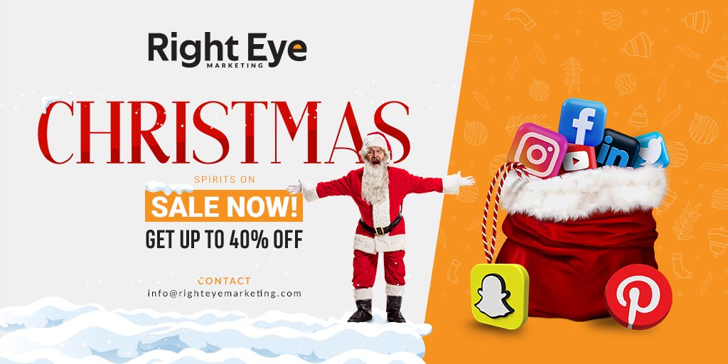 RightEyeMarket's tweet photo. The best Christmas sales 🎅🏻🎄 2021 - 𝘎𝘦𝘵 𝘜𝘱𝘵𝘰 𝟒𝟎% 𝐎𝐅𝐅 𝘰𝘯 𝘺𝘰𝘶𝘳 𝘰𝘳𝘥𝘦𝘳.
Visit https://t.co/6mlfQSWpPZ or 
email us: inquiry@righteyemarketing.com 

Follow us on IG @righteyemarketin

#Christmassale2021 #MarketingAgency #SaleSeason #DecemberSale #HappyChristmas https://t.co/NBepDdXn0T