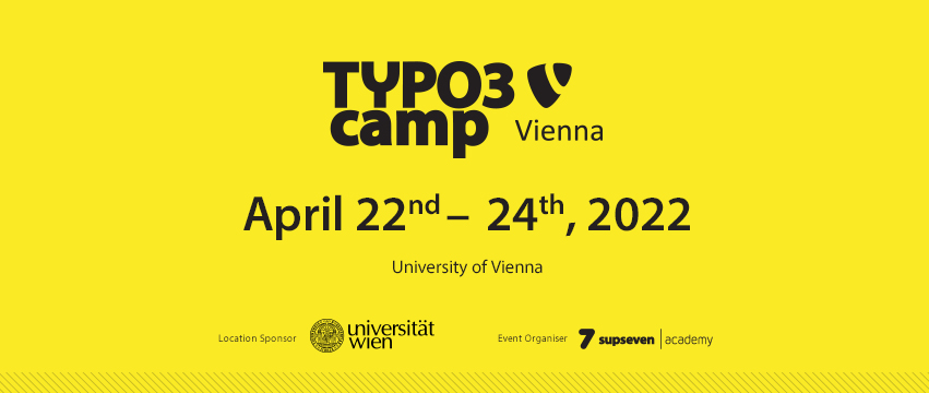 t3cvienna's tweet photo. We have exciting news: The next #t3cvie will take place from April 22nd to April 24th 2022! 🤩
As for the location, we're happy to announce that the camp will take place at the famous @univienna.
The ticket pre-sale will start soon - so mark your calendars &amp; stay tuned! 
#TYPO3 https://t.co/6Jmrrg9SKr