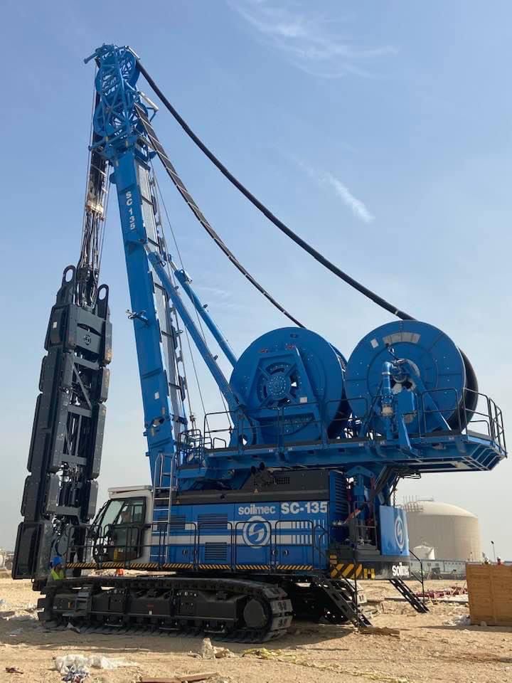SoilmecSpa's tweet photo. #Soilmec #SC135 Tiger executing #diaphragmWalls for deep #foundationWorks related to the Sokhna Port development, one of the biggest project of the Suez Canal Economic Zone (SCZone) https://t.co/Tr2QLu4yCv
