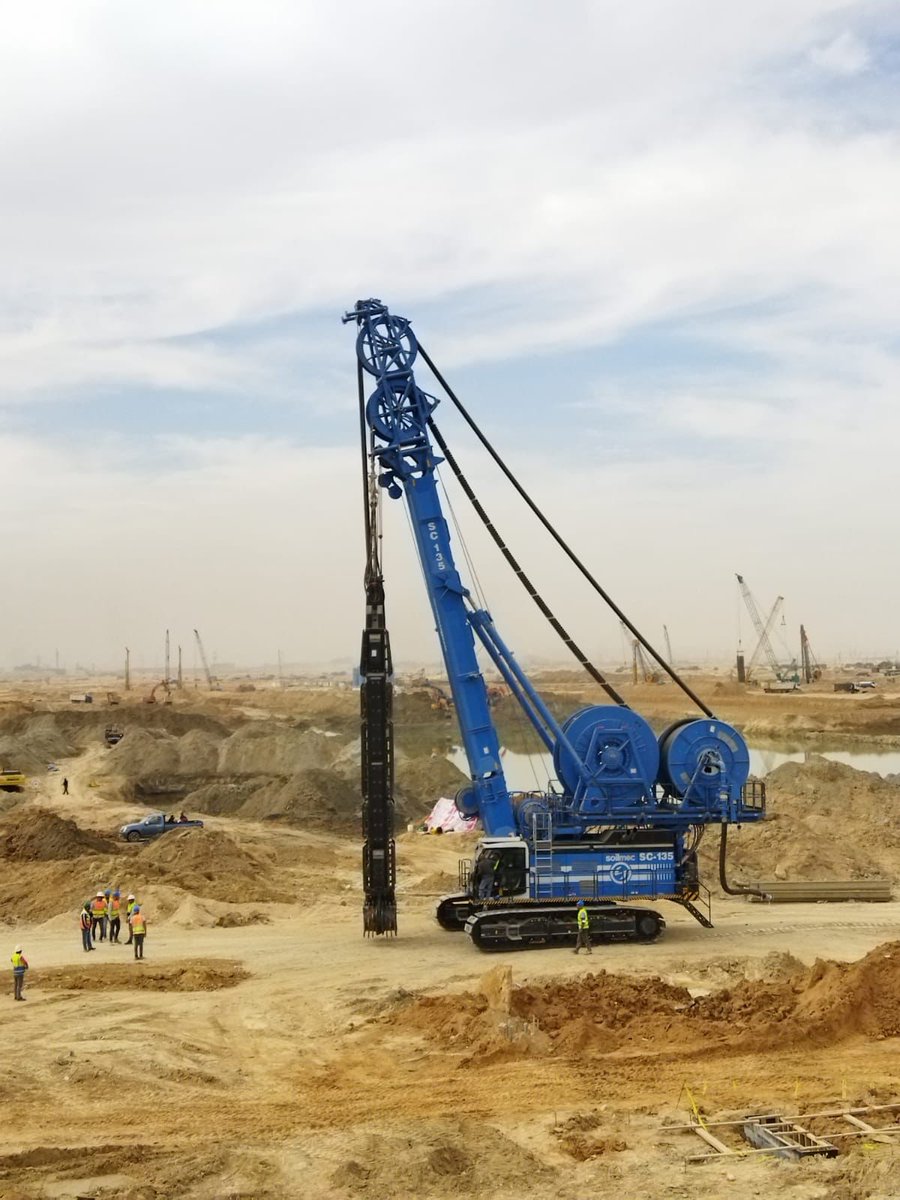 SoilmecSpa's tweet photo. #Soilmec #SC135 Tiger executing #diaphragmWalls for deep #foundationWorks related to the Sokhna Port development, one of the biggest project of the Suez Canal Economic Zone (SCZone) https://t.co/Tr2QLu4yCv
