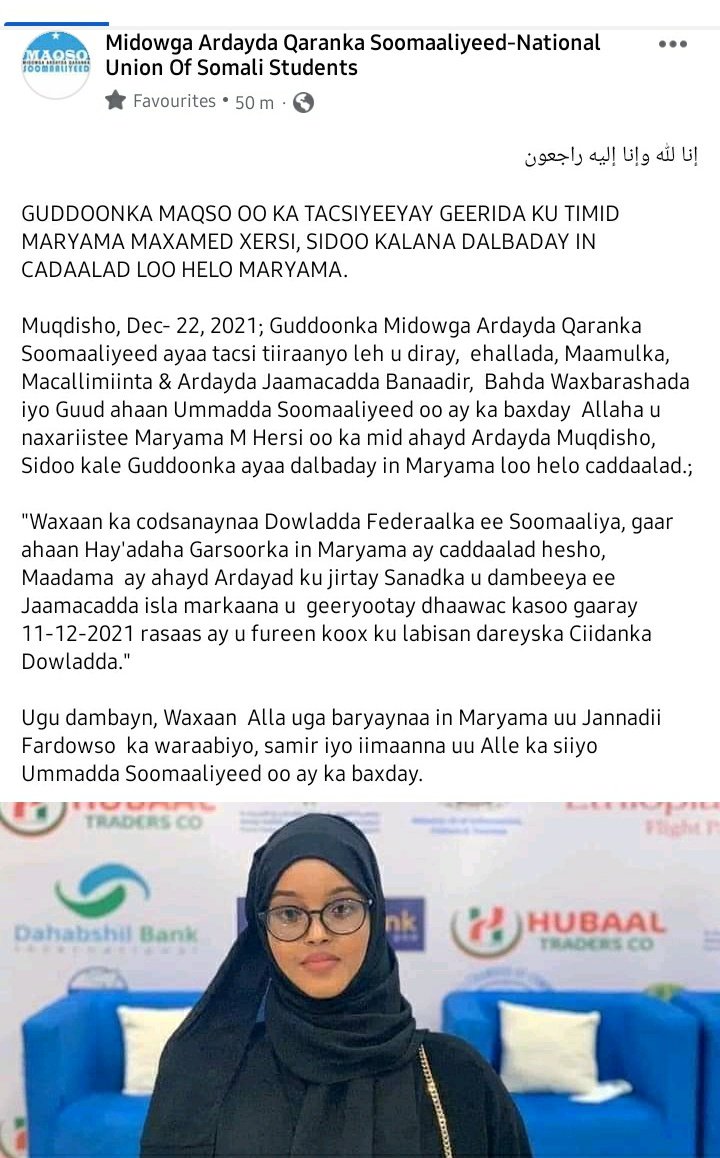 MAQSO4's tweet photo. We are demanding Justice for Maryama AUN.

#Justice4Maryama https://t.co/vEXp1rIswh