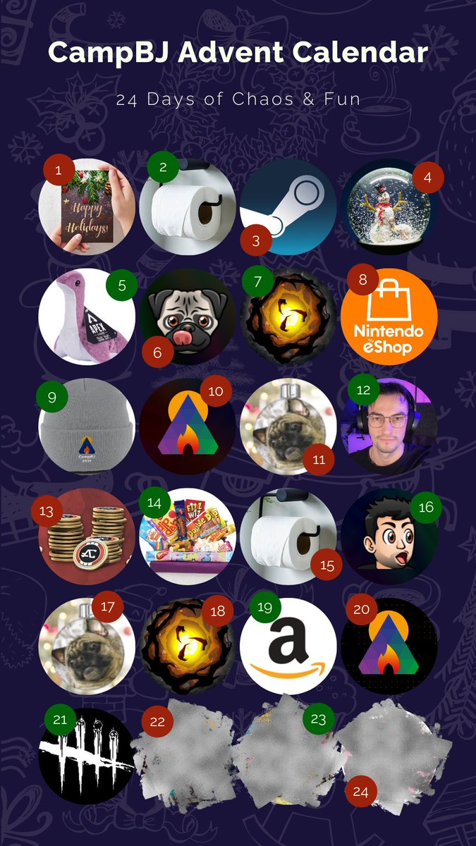 Yesterday <a href="/MissLunaTink/">Luna</a> won some DBD DLC, today someone here will win a cute lil prize too! The #CampBJ Advent Calendar is back!

To win:
1. Be following me @barelyjgaming 
2. RT this tweet 
3. Comment bellow your favourite thing about Christmas

Entries close at 11pm