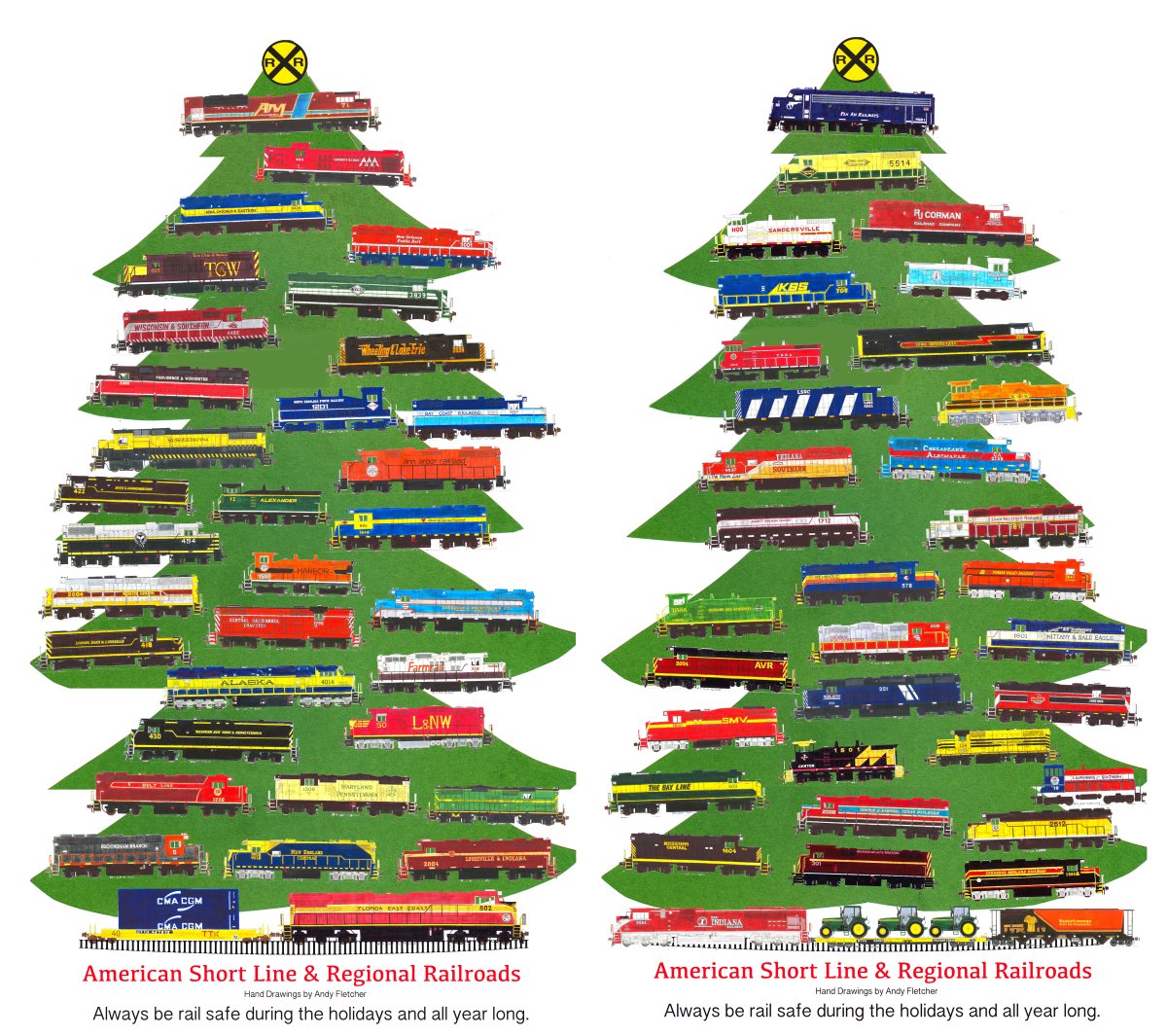 CustomTrains's tweet photo. Merry Christmas &amp; Happy New Year to all @ASLRRA railroads🎄🚂! #ASLRRA railroads serve the first mile, last mile &amp; connect to Class 1 #Railroads. They deliver the freight we all need 🚗⛽️💻🥫🧰🔧🔨🪜🪚🔬💡🚲🍎🥬🥓! 500+ short lines serve 🇺🇸🇨🇦. #railsafety https://t.co/j3DJHoOxvZ https://t.co/2dXswpaHnX