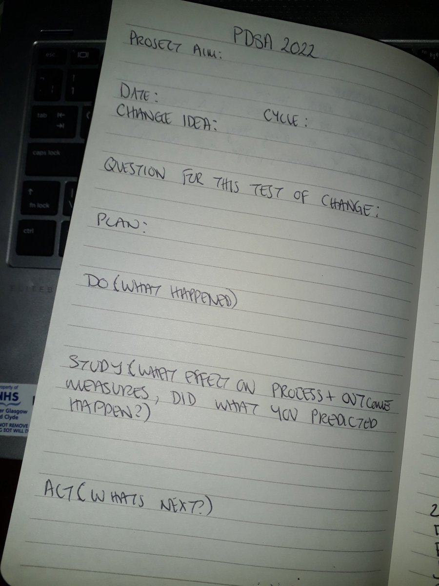DrJulietHarvey's tweet photo. For the #QI enthusiast that has everything this Christmas, why not do a bit of #handmade with a PDSA cycle diary 🥳🎄
To show you really care, it's advised to make a beautiful notebook with neater handwriting &amp; better grammar than the example given 😂
#plandostudyact #GGCAHPQIN https://t.co/eThS6X5T5a