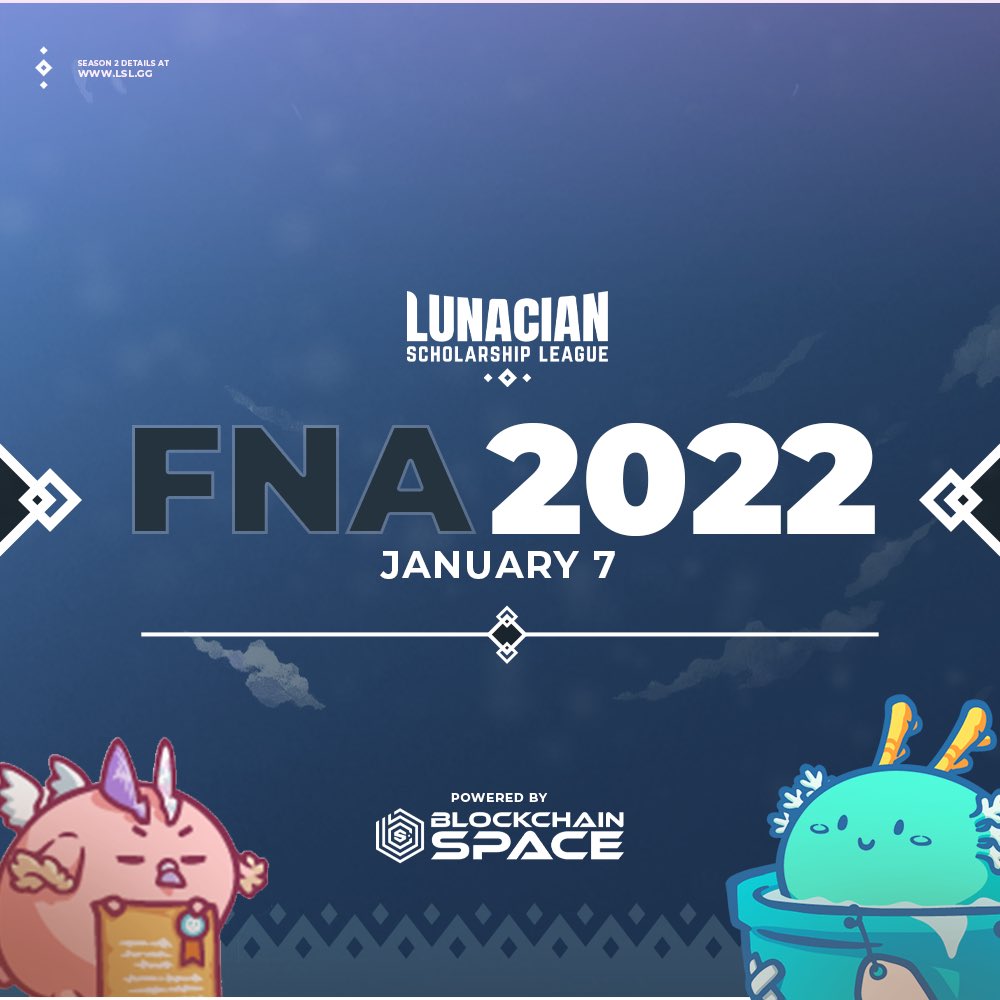 LSL_GG's tweet photo. ✨Friday Night Axie✨ will BRB after the holidays! 🎄 See you at the next FNA powered by @Blockchain_SPC this January 7, 2022! 👋🏻

Registration will open soon so stay tuned! 👀👀 https://t.co/Y9b47XHcfQ