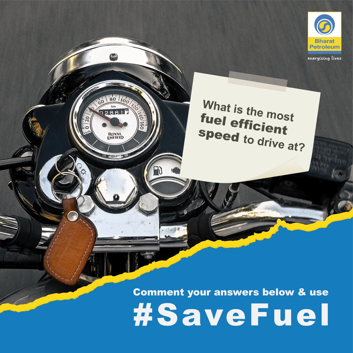 Driving fast would increase the wind resistance, therefore more fuel consumption. If you go above 60kmph, you waste fuel. 
#DriveSlow #SaveFuel #DriveSafe