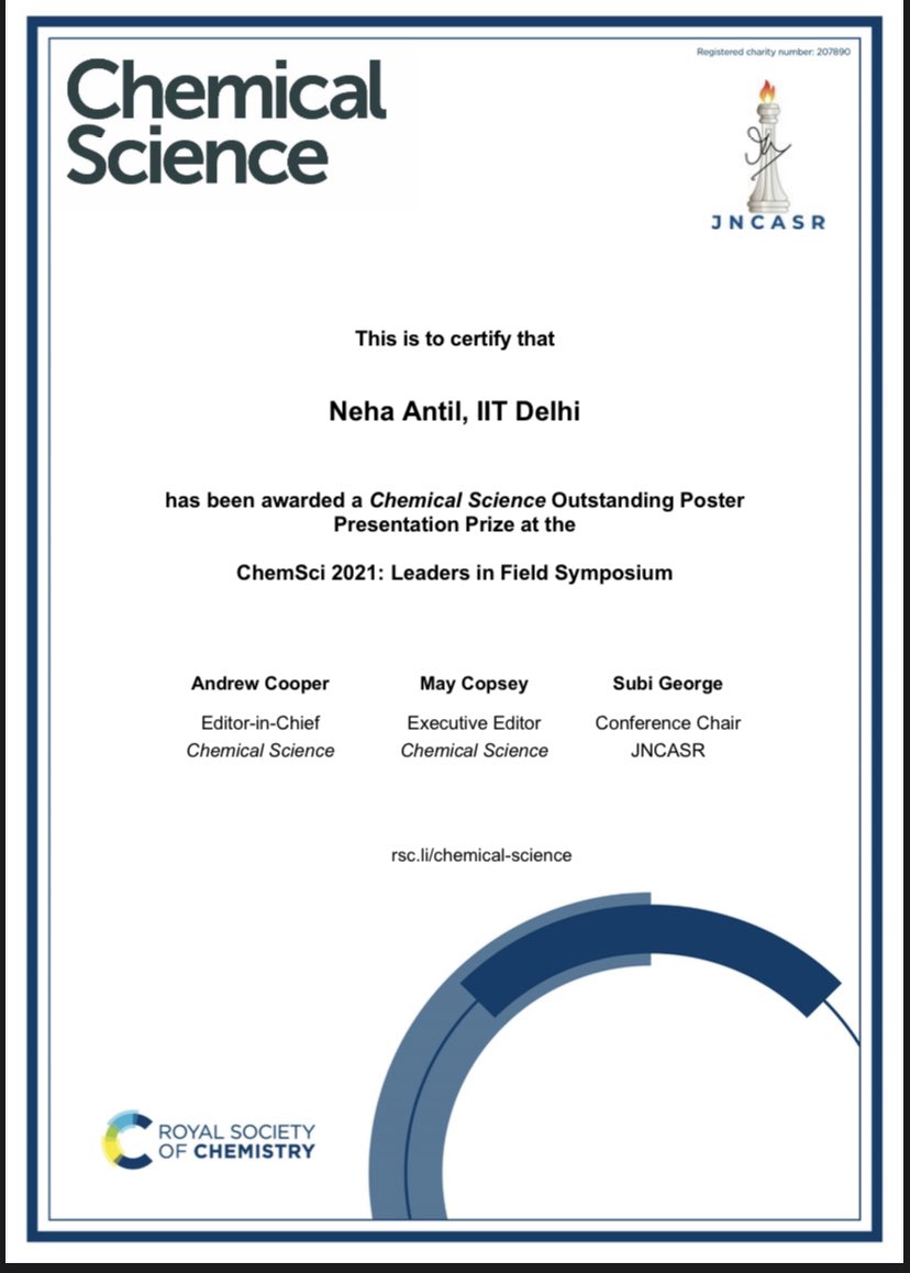 Nehaantil6's tweet photo. Thanks a lot @ChemicalScience and @ChemSci_JNCASR for providing platform and opportunity to present our work. #inorganicchemistry #chemisci https://t.co/tGGN4vM8LC