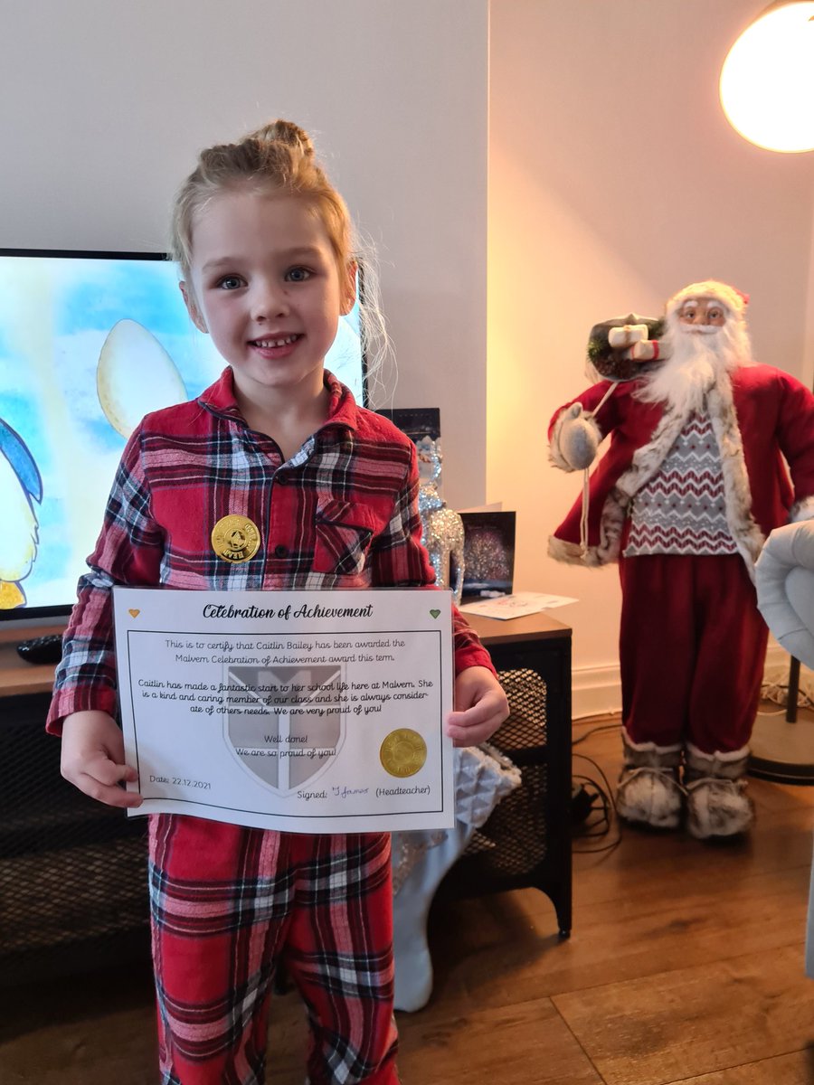 Kayleig12944344's tweet photo. We just had the most GORGEOUS  visit from @MrsNWebber1 delivering a certificate and a lovely gift, we were also lucky enough to get a song which both girls loved after a rough day or 2 🥰 We are beyond proud of our beautiful girl Caitlin. Just look at that smile @malvernprimary https://t.co/hQ49uYoZ1b