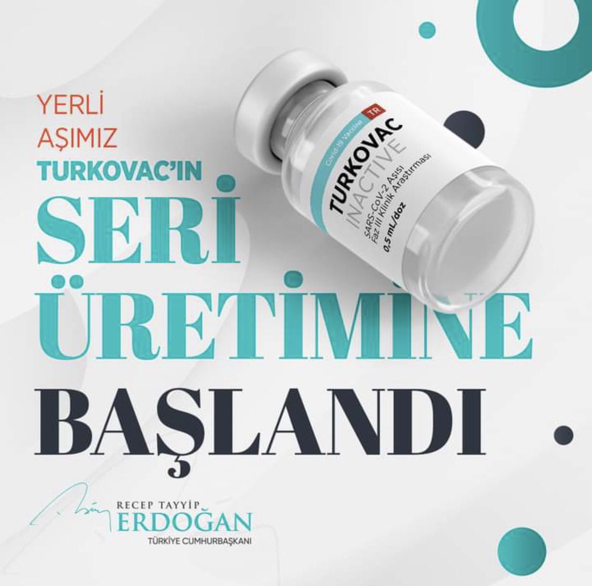 SEVDAMIZ MİLLET, GÖREVİMİZ HİZMET..

Cumhurbaşkanımız Sn.<a href="/RTErdogan/">Recep Tayyip Erdoğan</a> öngörüsü ve vizyonu ile çalışmaları uzun süredir devam eden Yerli ve Milli Coronavirüs aşısı #TURKOVAC için acil kullanım izni çıktı ve üretime başlandı.

Tüm insanlığa hayırlı olmasını diliyoruz.🇹🇷