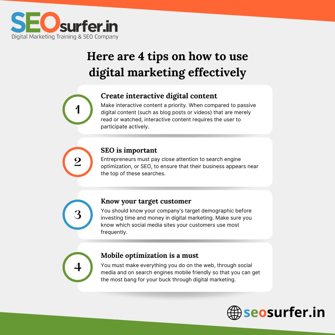 SEOsurferin's tweet photo. Here are 4 tips on how to use digital marketing effectively
Give us a call and receive a December discount on the Digital marketing course.
Call us at : +91 - 9111162909
#digitalmarketing #digital #seo #Trending #Trends #marketingstrategy #marketingtips #digitalmarketingtips https://t.co/XoWdST6jq3
