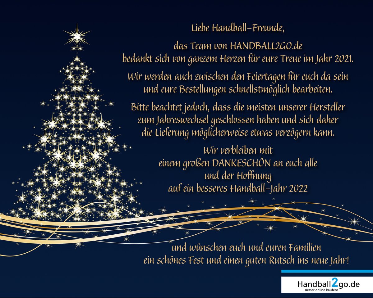 handballshop's tweet photo. DANKE, dass ihr auch 2021 trotz der nicht immer einfachen Lage in unserem geliebten Handballsport treue Kunden und Partner wart!

Das Team von https://t.co/Tx47u9V1UY wünscht schöne Weihnachten und einen guten Rutsch in ein hoffentlich besseres Handball-Jahr 2022! https://t.co/DTaLlzhlQr