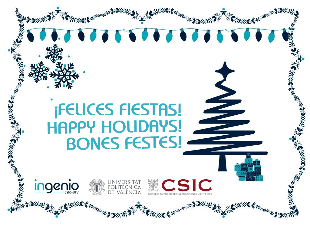 Ingenio_CsicUpv's tweet photo. ¡De parte de todo el Instituto, os deseamos unas felices fiestas! 🎉🎊❄️🎅

We wish you all Happy Holidays! 🎉🎊❄️🎅

De part de tot el personal d' @Ingenio_CsicUpv, vos desitgem bones festes! 🎉🎊❄️🎅 https://t.co/mgbeDP0zfN
