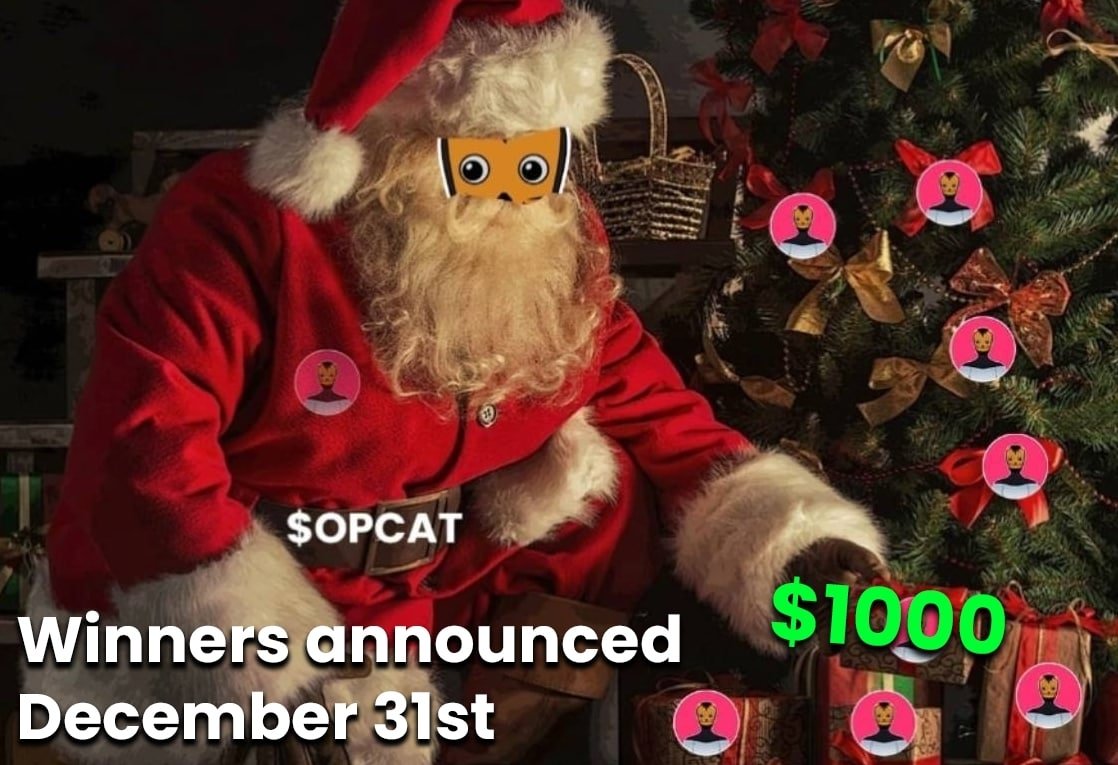 OptimusCat's tweet image. During Christmas it's important to think about your family / #opcatarmy ❤️

That’s why we have decided to do a special giveaway! 

The prizes are 3 x $1000 in $OPCAT 🎅

To win:

1. Put $OPCAT in your Twitter name
2. Put $OPCAT in your Discord name
3. Hold $100 in OPCAT 😼