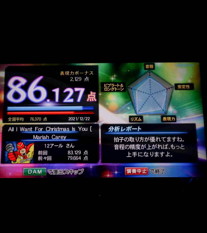 猫好き めざせカラオケ95点 ヒトカラ で マライア キャリー の Alliwantforchristmasisyou 86点でたけれど 79点の時もあって 点数が安定しない Mariahcarey 恋人たちのクリスマス クリスマスソング Livedamstadium 精密採点dxg カラオケ 歌