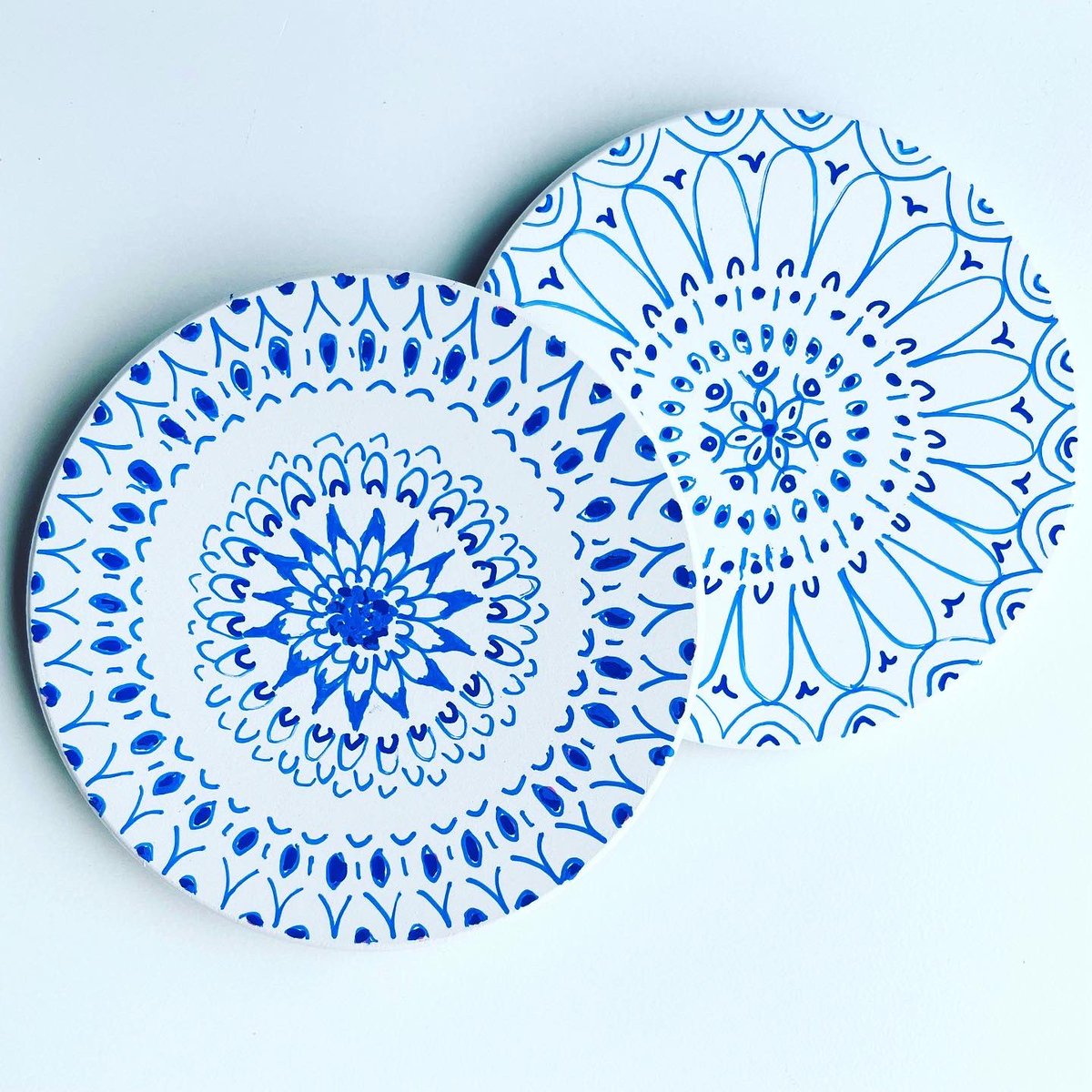 sweep_of_sand's tweet photo. NEW: hand painted Boho ceramic coasters with your choice of designs and colors. https://t.co/XJbBOHj4fj
 #bohostyle #blueandwhitedecor https://t.co/1Jf9TnzPI9
