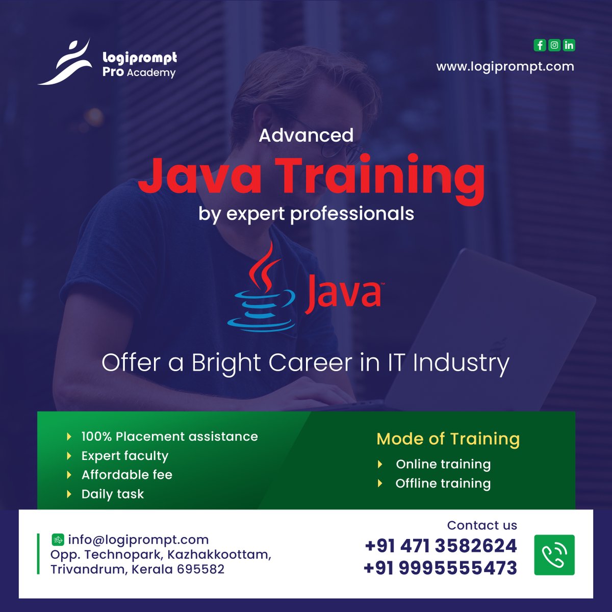 Training course on java...
Let's trained and get placed.
Check out for more details:
Contact now:0471 3582624,+91 8943043767
#logiprompt #java #onlinetrainingprogram #offlinetraining #placementassistance💯