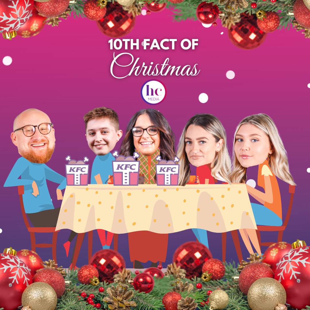 weareHCMEDIA's tweet photo. The 10th fact of Christmas that we bring you from HC - Chrismas dinner in japan is a juicy KFC 🎵🍗🎅

According to the BBC, it's estimated that 3.6 million Japanese families enjoy a KFC on December 25.

#12FactsOfChristmas #ChristmasFacts #HC12FactsOfChristmas https://t.co/H7zX0xCiVd