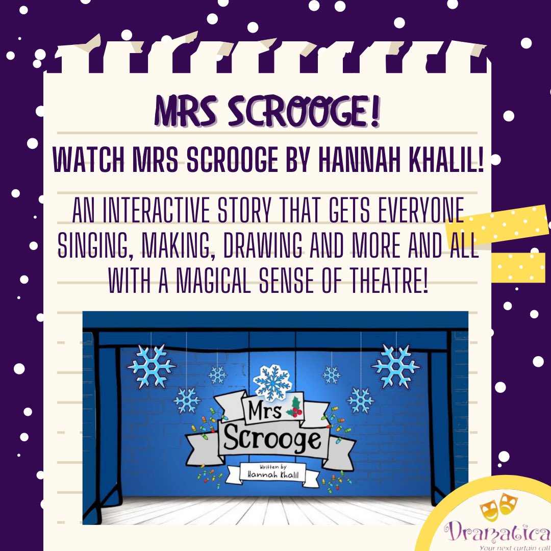 Dramaticaschool's tweet photo. 3 DAYS TO GO!⛄️

This term we have been creating and watching some incredible online theatre! 

Watch @MrsScroogeShow today! An interactive story that gets everyone singing, making and dancing! 💻🎭

https://t.co/TW9CKDM84H 

#theatreschool #festivecountdown #theatreactivities ⭐️ https://t.co/mWnRqqLLDs
