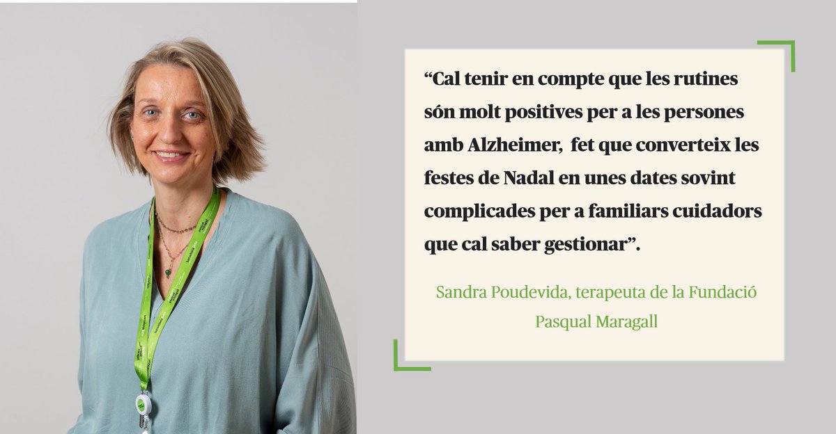 fpmaragall's tweet photo. De la mà de la Sandra Poudevida, terapeuta de la Fundació, oferim recomanacions pràctiques per a persones que cuiden a familiars amb Alzheimer per celebrar les festes de Nadal. 

Més informació 👉 https://t.co/sMAAu07SeF https://t.co/FhJP5I2dHL