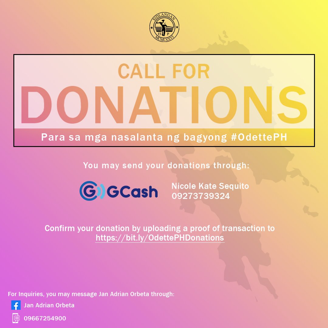 UPSidlangan's tweet photo. [ODETTE PH DONATION DRIVE]
Recently, Typhoon Odette, otherwise known as Typhoon Rai, has devastated the region of Eastern Visayas, Philippines. Thousands of families were left in dire need of food, sanitary water, and shelter. https://t.co/ObjE961cXd