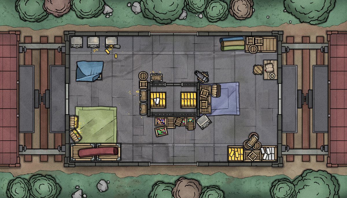 ToxMap's tweet photo. Train carriages (21x12)
More than 25 free maps of other carriages on https://t.co/sKG6x9LCfy

#dnd #dungeonsanddragons #dnd5e #5e #ttrpg #toxmap #tabletopgames #tabletoprpg #rpg #tabletop #tabletopgaming #fantasy #roleplay #d20 #roleplaying #dndart https://t.co/0DY4LQOW4v
