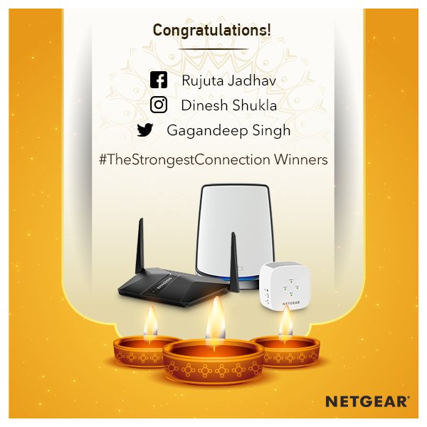 Netgear_India's tweet photo. We're so overwhelmed with all the response we received for the #TheStrongestConnection contest - we thank you all!
And congratulations to the winners of the contest - we request you to inbox us your contact details at the earliest.
#NetgearIndia #TheStrongestConnection https://t.co/1l7ys7VLgq